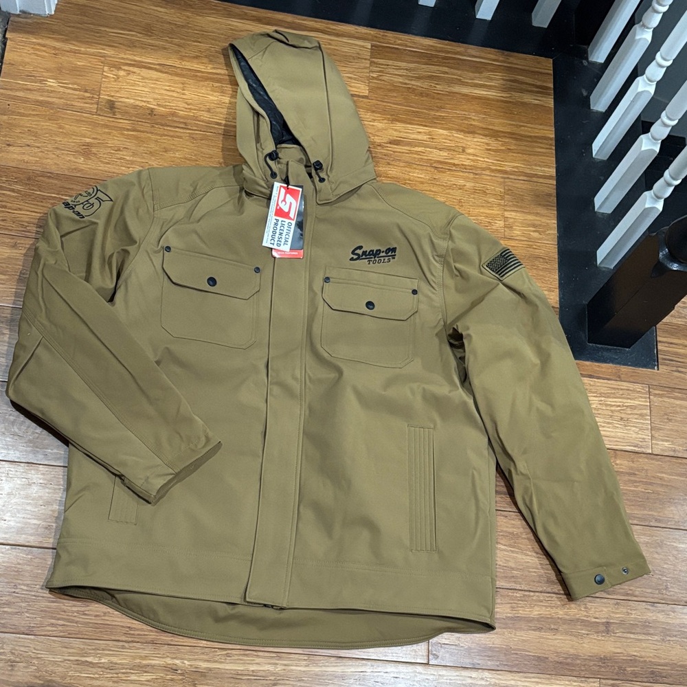 Snap-on Tools Hooded Work Jacket Wind & Water Resistant Tan XL NWT — Size XL - Picture 2 of 13